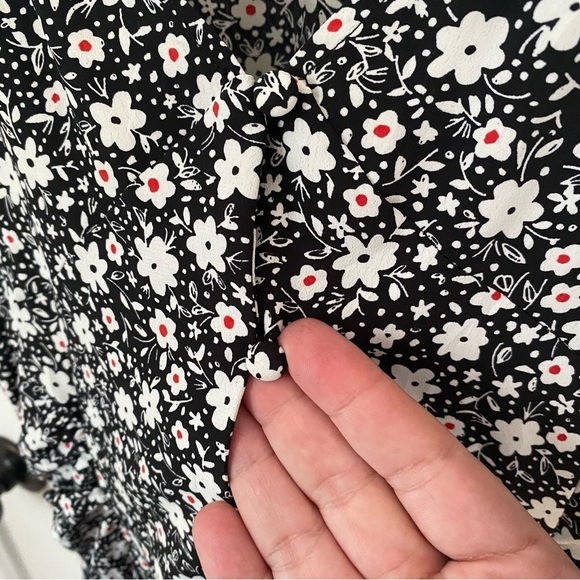 Zara Black and White Floral Button Down Mini Dress Medium - Picture 4 of 11